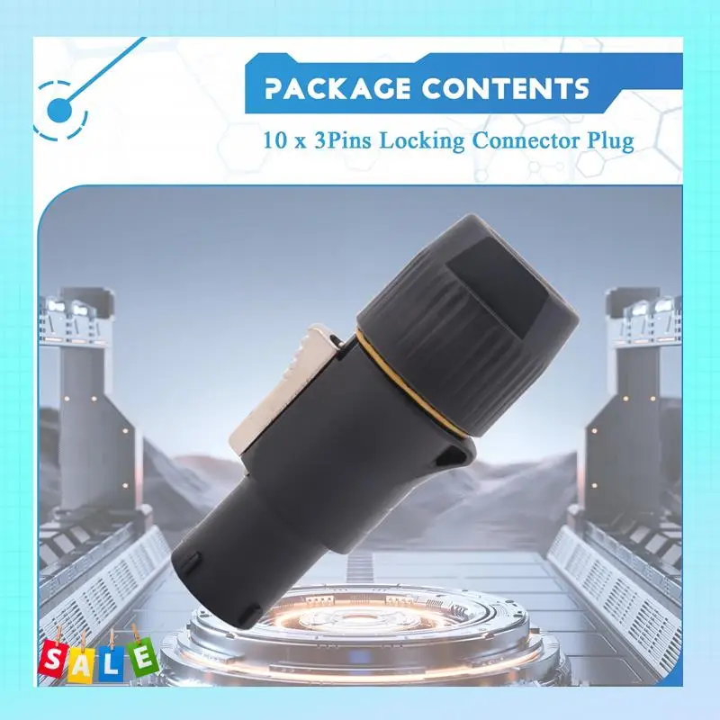 A56X Plug Locking Connector 10Pcs PA66 Material 3Pins IP65 Grade Waterproof 10 Female Plugs