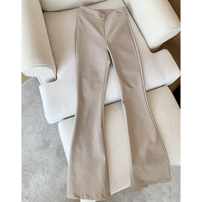 

Slim Fit Bell Bot Pants High Waist Tummy Control Stretchy Not Dragging Floor Length Casual Pants Women's Faion
