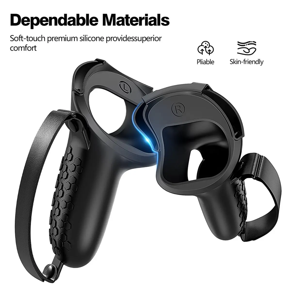 Silicone Grip Cover Protector with A Pair of Joystick Caps for 2 Controller Handle Cover Accessories