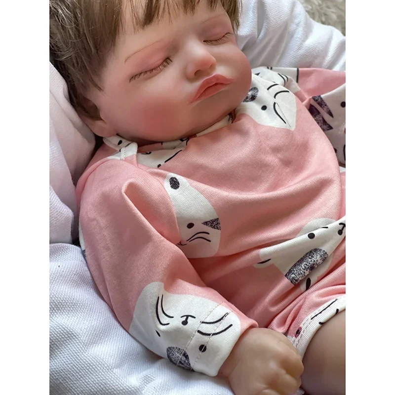 45CM Bebe Reborn Dolls Rosalie Soft Body Handmade Lifelike Newborn Sleeping Baby 3D Skin Tone with Visible Veins Reborn baby