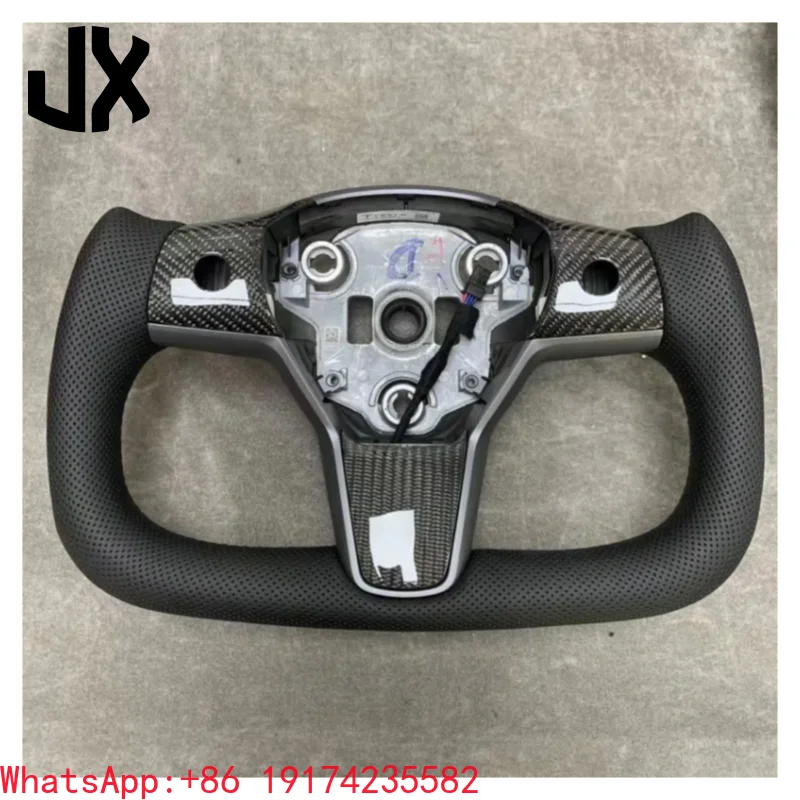 

ForCustomized Steering Wheel Suit for Tesla Model Y Model 3 Plate Molding Carbon Fiber and Leather U Shape Steering Wheel