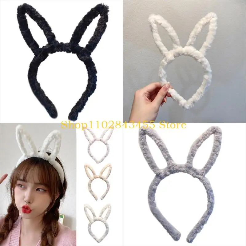 

49MC Bunny Ears Headband Plush Rabbit Ears for All-Age Daily Wearing Cosplay