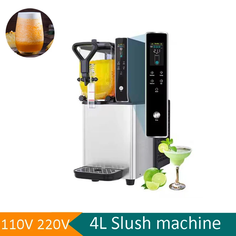 

Коммерческая машина для изготовления слякоти, 4 л, машина для приготовления смузи слякоти с замороженными напитками со светодиодной подсветкой, машина для холодных напитков для сока, молочного коктейля