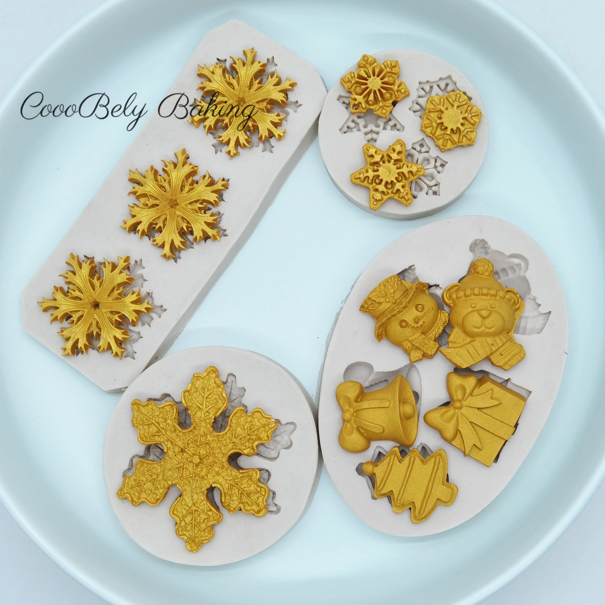 DIY Christmas Snowflake  Silicone Molds Santa Claus Fondant Cake Decorating Tools Flowers Sugarcraft Chocolate Clay Candy  Molds