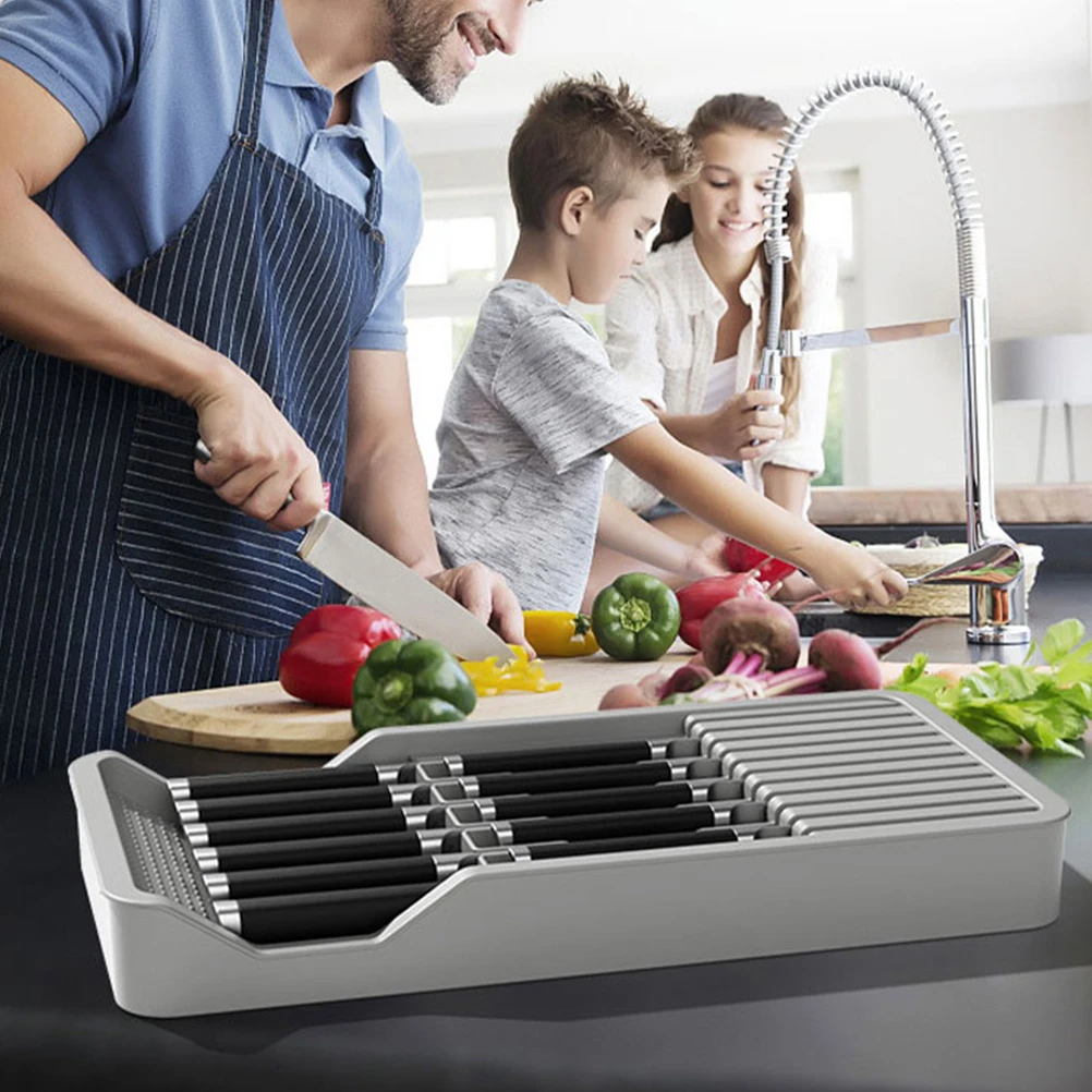 

Knife Storage Box 12 Slot Kitchen Cutter ganizer Stand Household Rack Desktop Holder Compact Multifunctional Blade Protector
