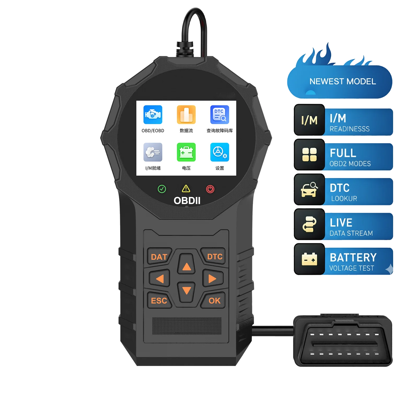 

Автомобильный сканер OBD2, диагностический прибор для чтения кодов неисправностей, считыватель кодов ошибок двигателя, совместимый с моделями, поддерживающими протокол OBD2.