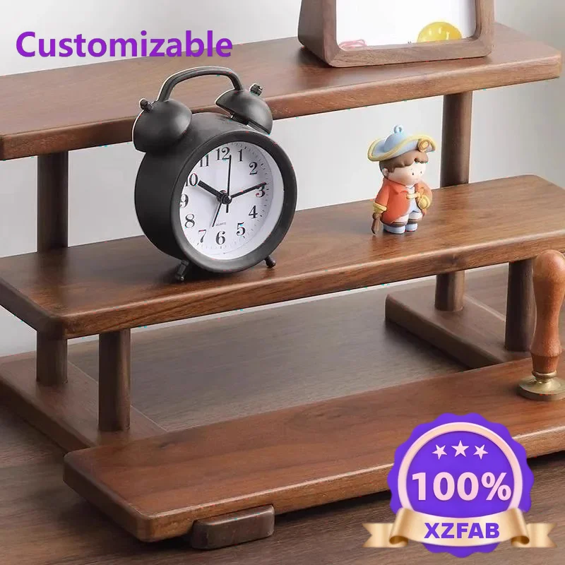 Factory Direct 2026 Black walnut figure rack, jewelry, green plant storagerack, display stand, stepped non-punching dormitory
