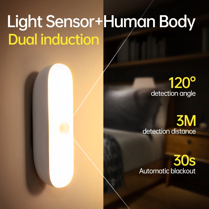 مصباح ليلي LED بمستشعر لاسلكي ، خزانة غرفة النوم ، إضاءة المطبخ ، مصباح ديكور الجدار ، 10