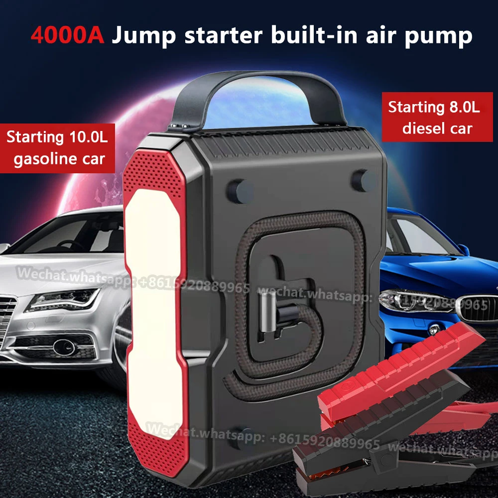 24000mAh Jump Starter Tire Air Pump Car Power Bank Fast Charge Emergency Light Battery Booster Can Start 12V Diesel Gasoline