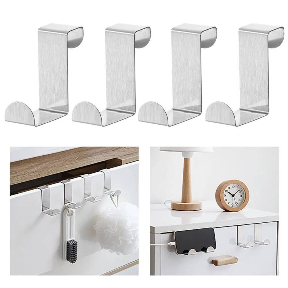 4Pcs Door Back Hooks Rustproof Anti-deform Strong Load-Bearing Coat Towel Organizer Cabinet Hanger Hooks S-hook Hanging Solution