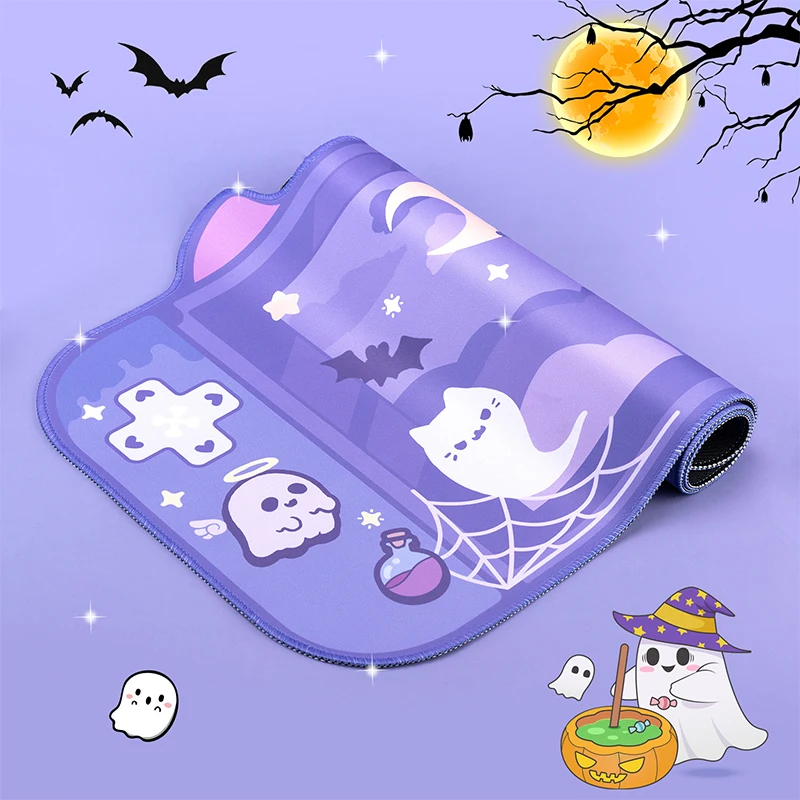 Kawaii Extra Large Gaming Mouse Pad Purple Ghost Keyboard Mousepad XXL Big Desk Mat Water Proof Nonslip Laptop Desk Accessories