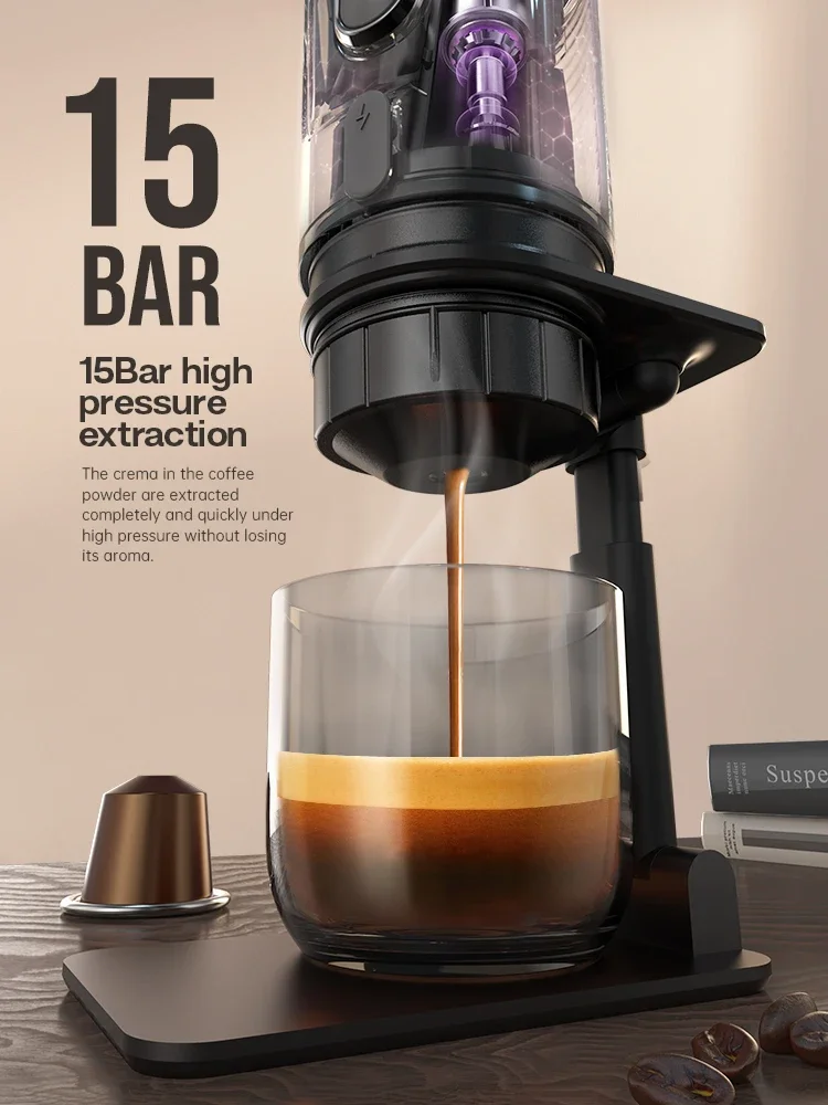 For HiBREW Portable Coffee Machine for Car & Home,DC12V Expresso Coffee Maker Capsule Coffee Powder H4A