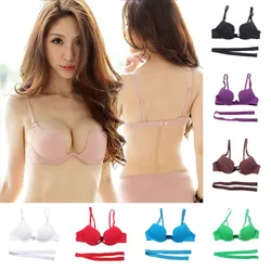 Women 32-38B Deep U Plunge Shaped Bra LowCut Halter Convertible Multiway Push Up Bra New Girls Bras Colorful Everyday Bras