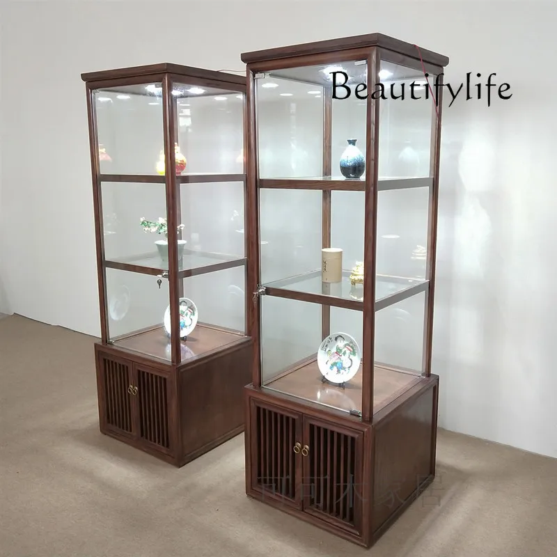 New Chinese Antique Display Cabinet Craft Sample Display Jewelry Cabinet Glass Lighting Boutique Container