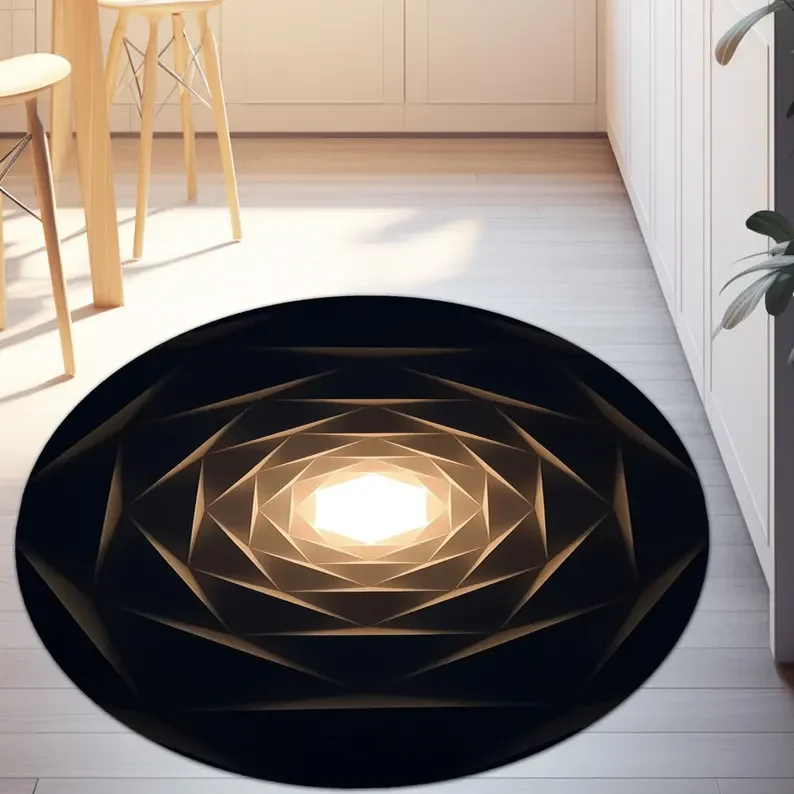 سجادة هندسية ثلاثية الأبعاد تصميم سجادة مستديرة الهندسة المقدسة حصيرة التأمل البساط بوهو ديكور الروحي ماندالا زن غرفة البساط غرفة اليوغا حصيرة