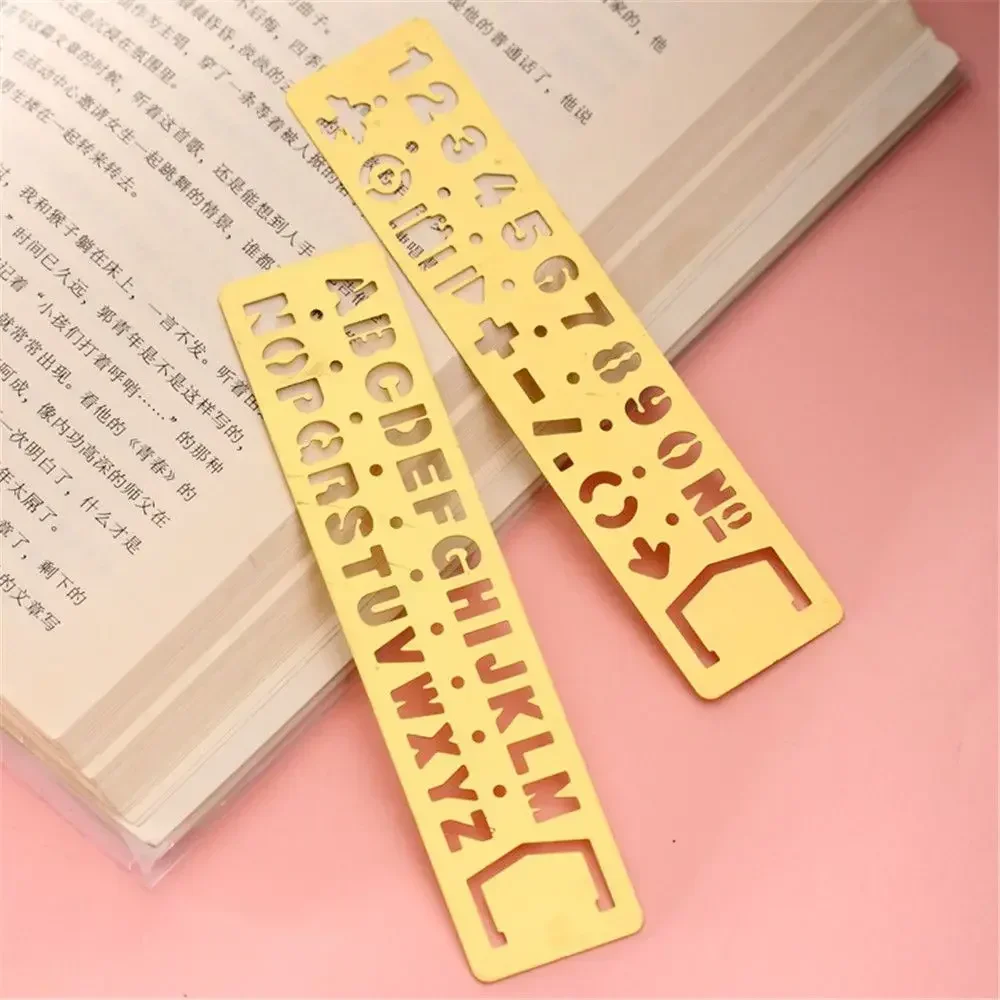 1pc Metal Hollow Straight Ruler Kawaii Stationery Drawing Painting Tool School Office Measuring Supplies Letter Pattern Rulers