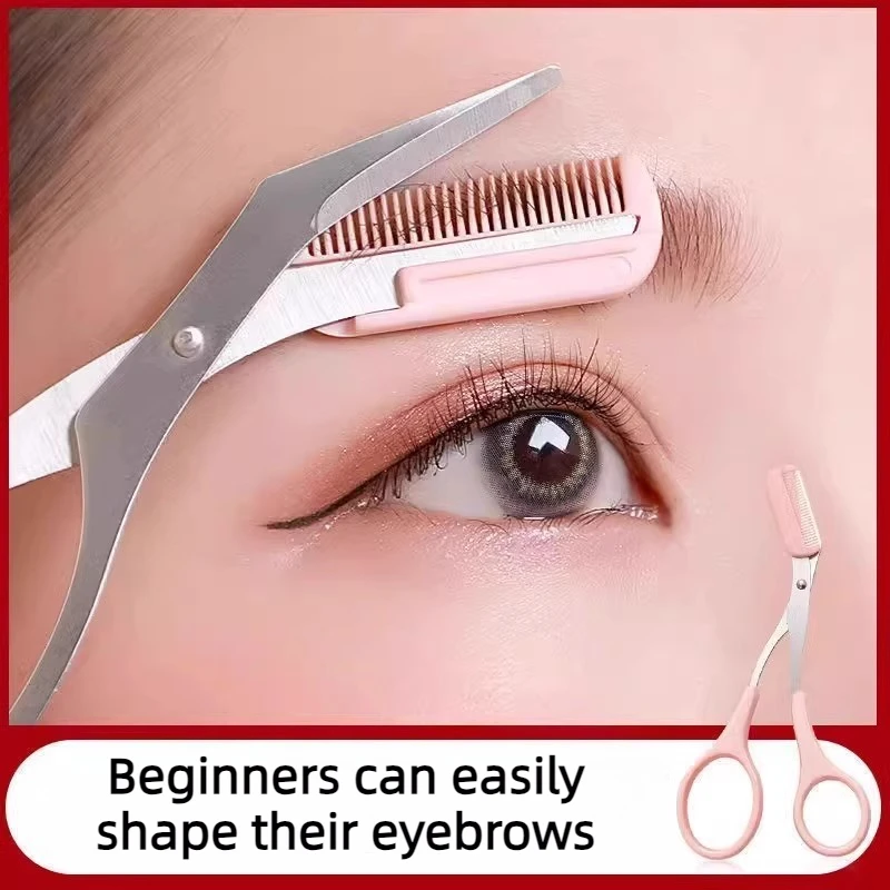 Ambidextrous Eyebrow Trimmer with Built In Comb Stainless Steel Precision Grooming Scissors for Perfect Brows Metal Tools Aid