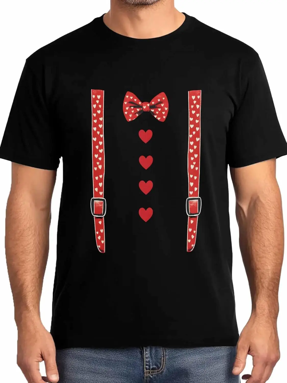 

Мужские футболки с принтом в виде банта, мужские футболки с коротким рукавом, футболки с круглым вырезом, мужские футболки с красным сердцем