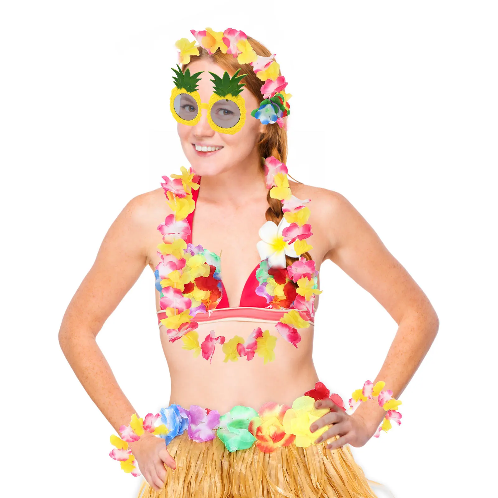 

1 Set Hawaiian Party Decorations Tropical Theme Supplies Luau Beach Birthday Hula Costume Accessories Ornaments Festive Favors