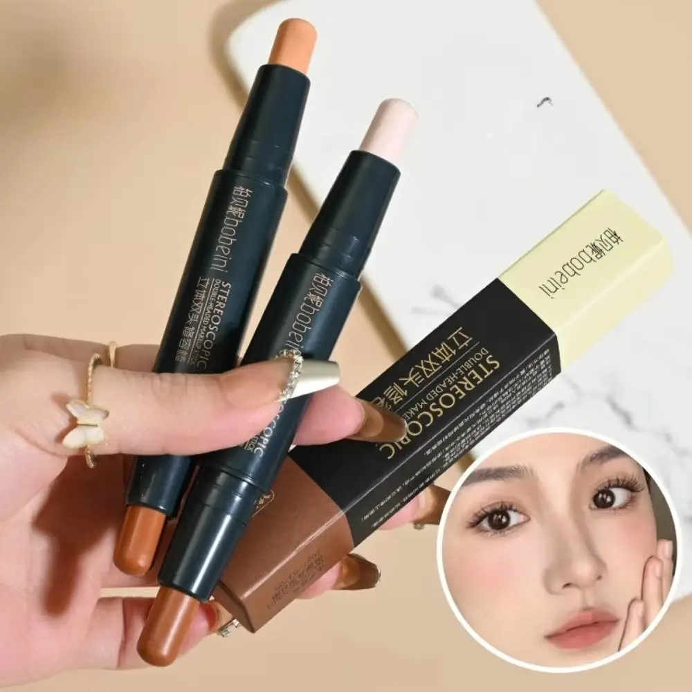 Hochwertiger doppelköpfiger V-Gesichtskonturierungsstift, Gesichts-Make-up, langlebiger 2-in-1-Concealer-Stift mit hoher Nase und Brücke