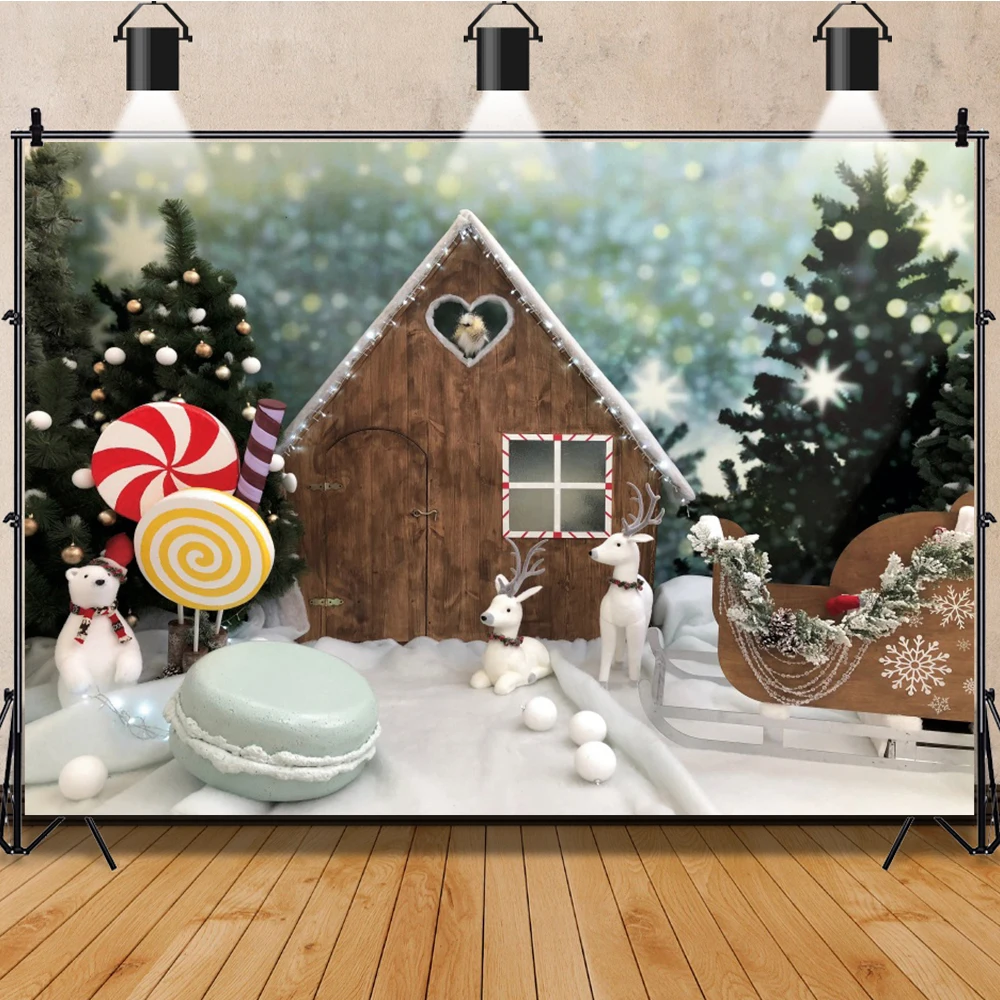 Winter Weihnachten Dorf Kulissen Fotografischen Weihnachten Claus Geschenke Süßigkeiten Dessert Decor Fotografie Hintergrund Für Foto Studio