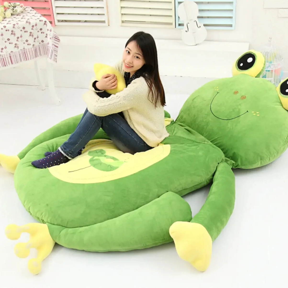 Lazy Bed Cute Adult Big Bear Frog Cat Sleeping Bag Mat Sofa Bed Animal Giant Teddy Bear & Leather Giant Plush Animal Toy