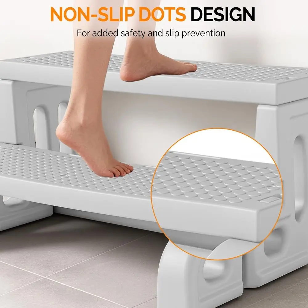 Sturdy 2-Step Spa Ladder with Non-Slip Treads, Multi-Purpose Stairs for Indoor or Outdoor Use (Grey)