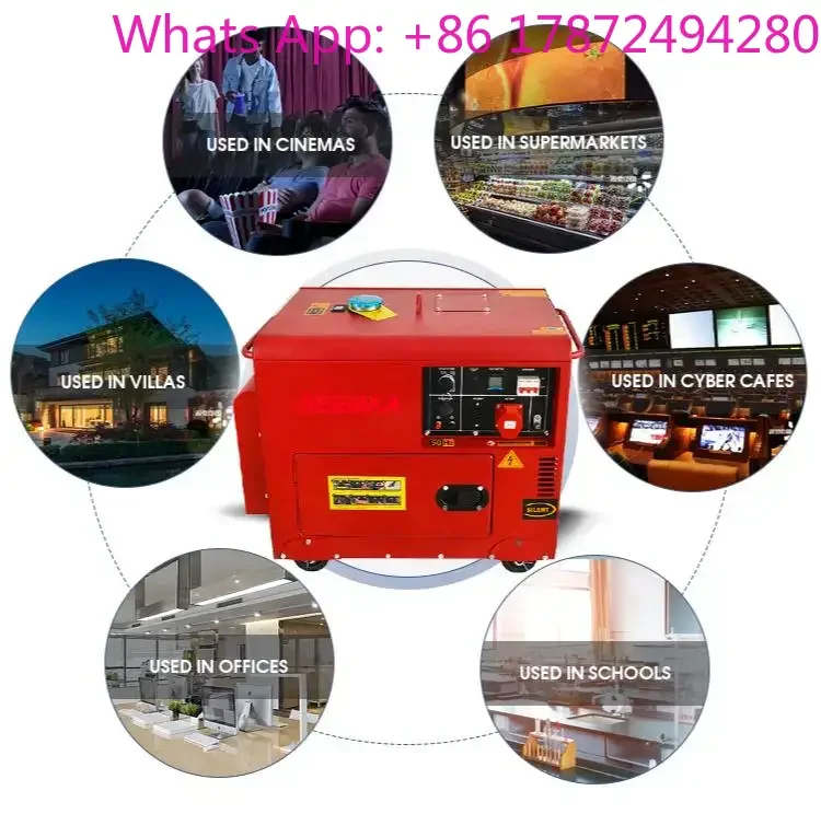 5KW 6KVA Portable Air-Cooled Silent Generator, Noiseless, Factory Price