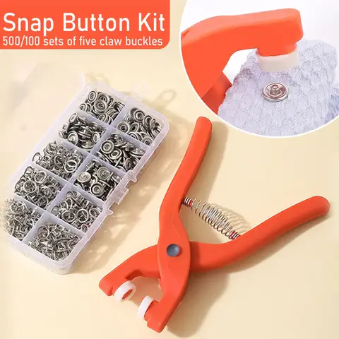 100/50Set Snap Button Tool Kit With Hand Pressure Pliers Metal Sewing Snaps For DIY Crafts Clothes Hats Bags Installing