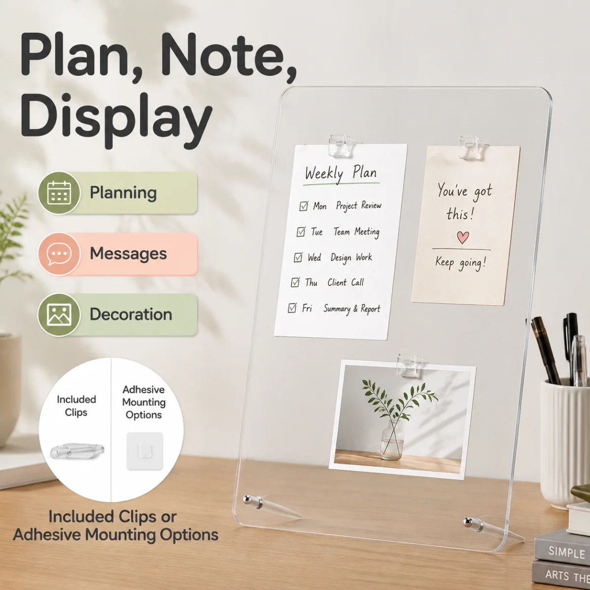 Clear Acrylic Desktop Memo Board Reusable Dry Erase Writing Board To Do List Planner for Students Office Home Study Desk Decor
