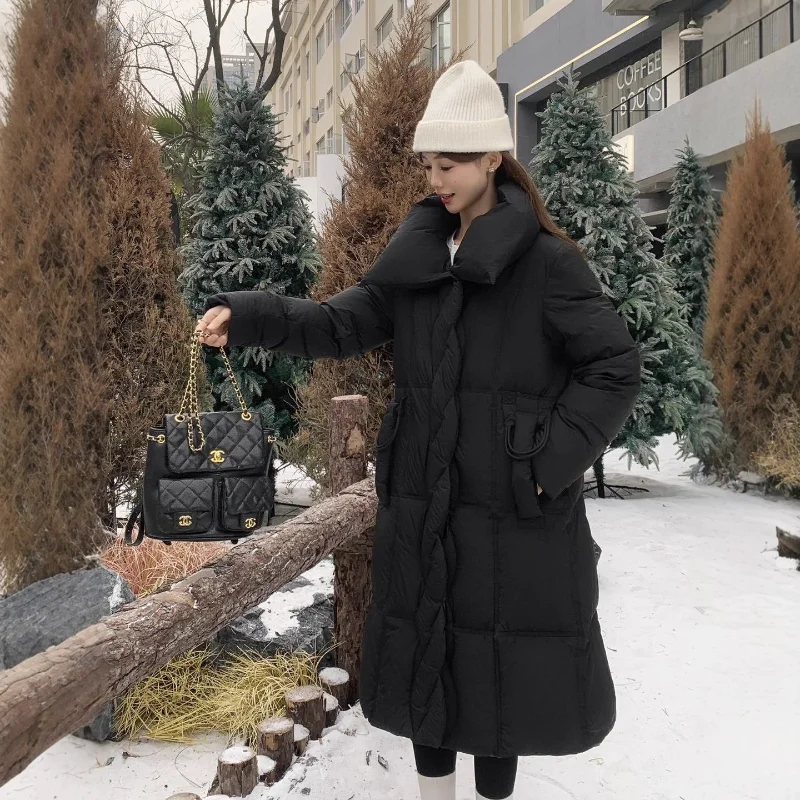 سترة نسائية طويلة للأسفل مجموعة خريف وشتاء 2025 أنيقة، فضفاضة، تنحيف، سميكة، معطف دافئ عصري #5