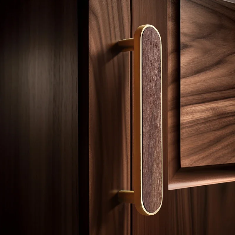 New Chinese Style Walnut Cabinet Door Handle Light Luxury Wardrobe Cabinet Door Handle Drawer Shoe Cabinet Furniture Handle