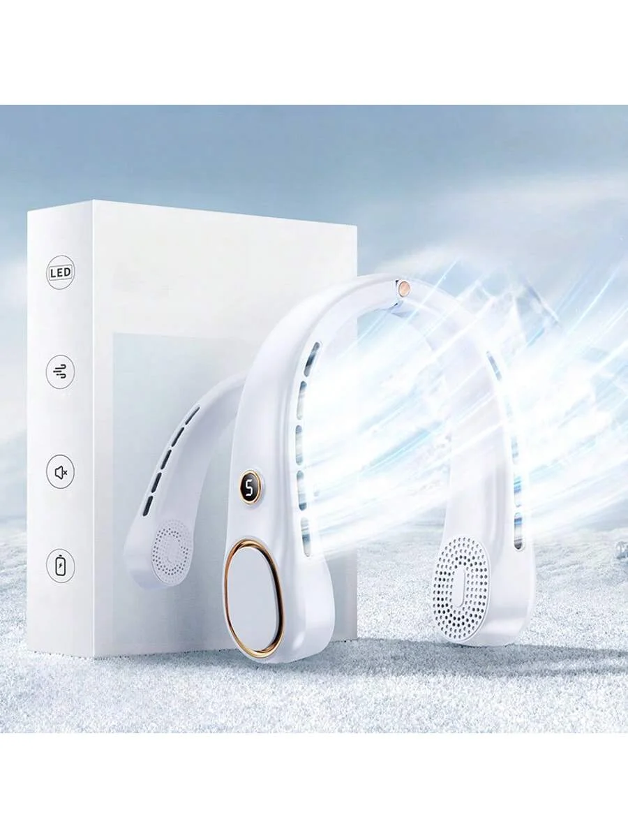 

Портативный вентилятор для шеи, бесшумный персональный вентилятор без лопастей, с функцией hands-free, перезаряжаемый через USB, 360° ° система охлаждения, LED-дисплей, 5-скоростная трансмиссия