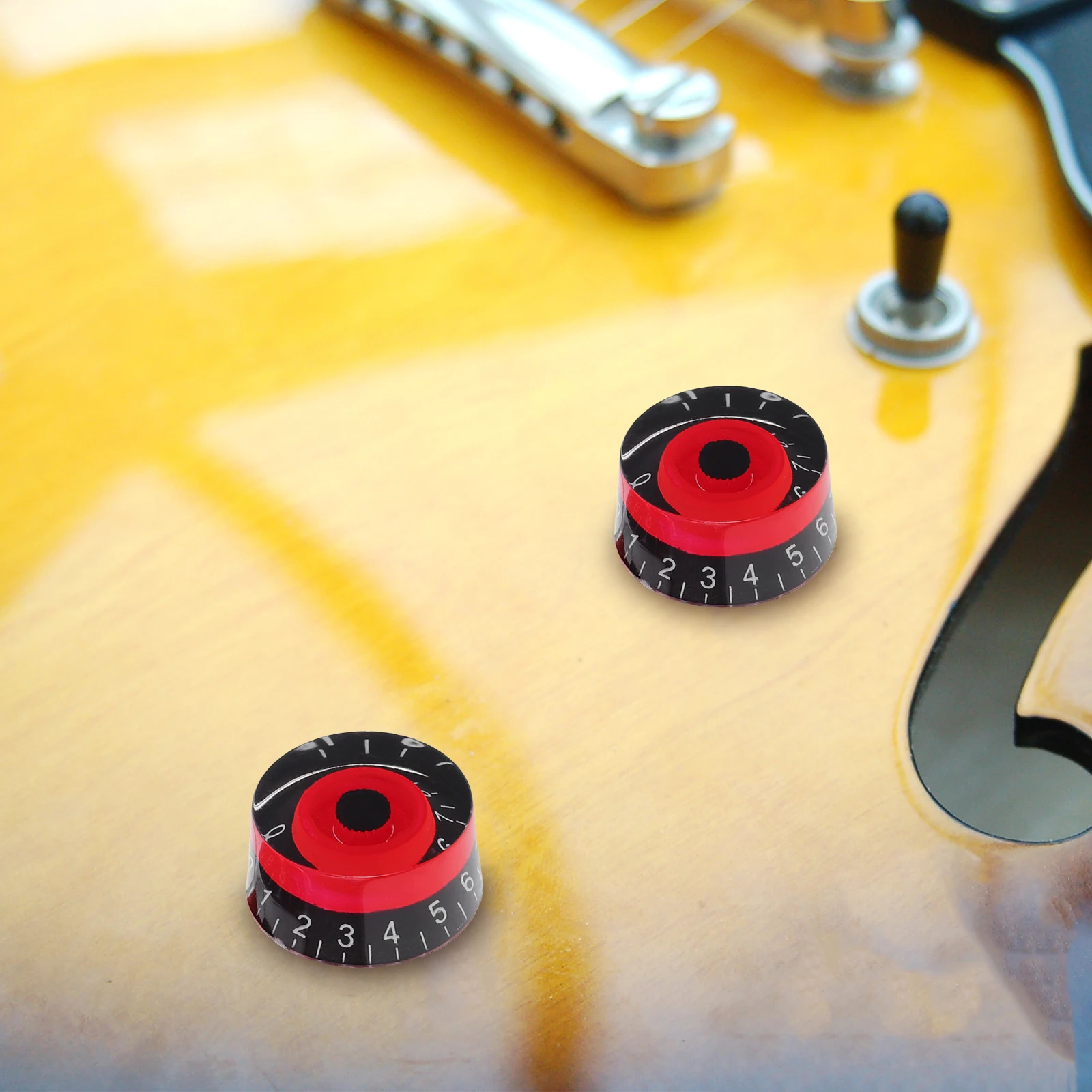 

4 Pcs Acrylic Knob Replacement Guitar Knobs Amp Effect Pedal Black and Red Control Amplifier