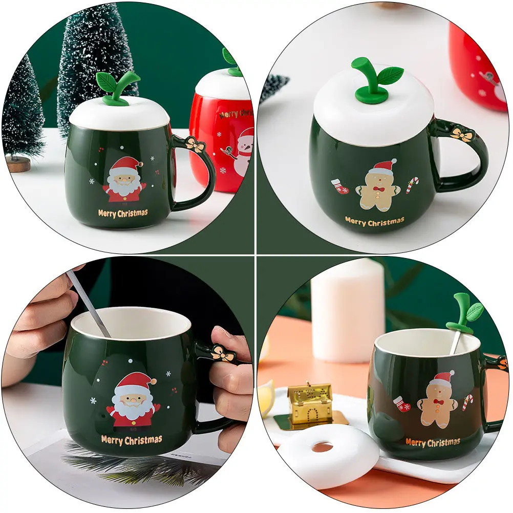 1Set Christmas Ceramic Mug Xmas Style Handle Design Multi Purpose Water Cup Coffee Milk Juice Heat Resistant Festive Gift