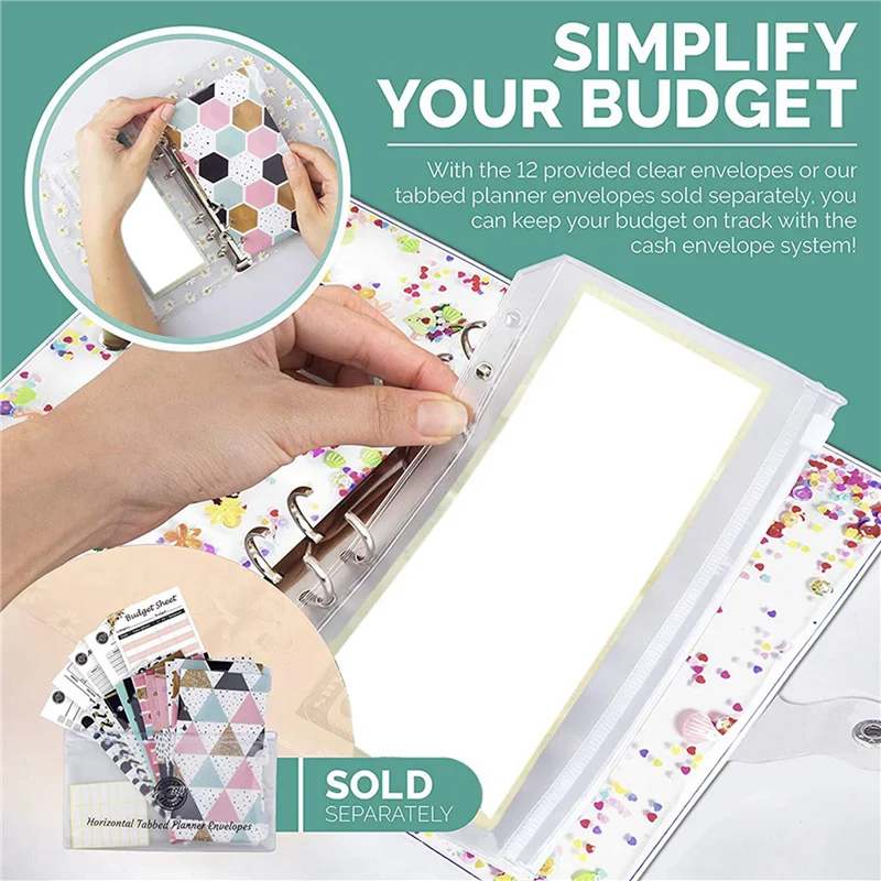 Portable 2X A6 Binder,Budget Binder,Used For Budgeting,Budget Planning Notepad, Cash Envelope Binder, Pink With Budget Envelope