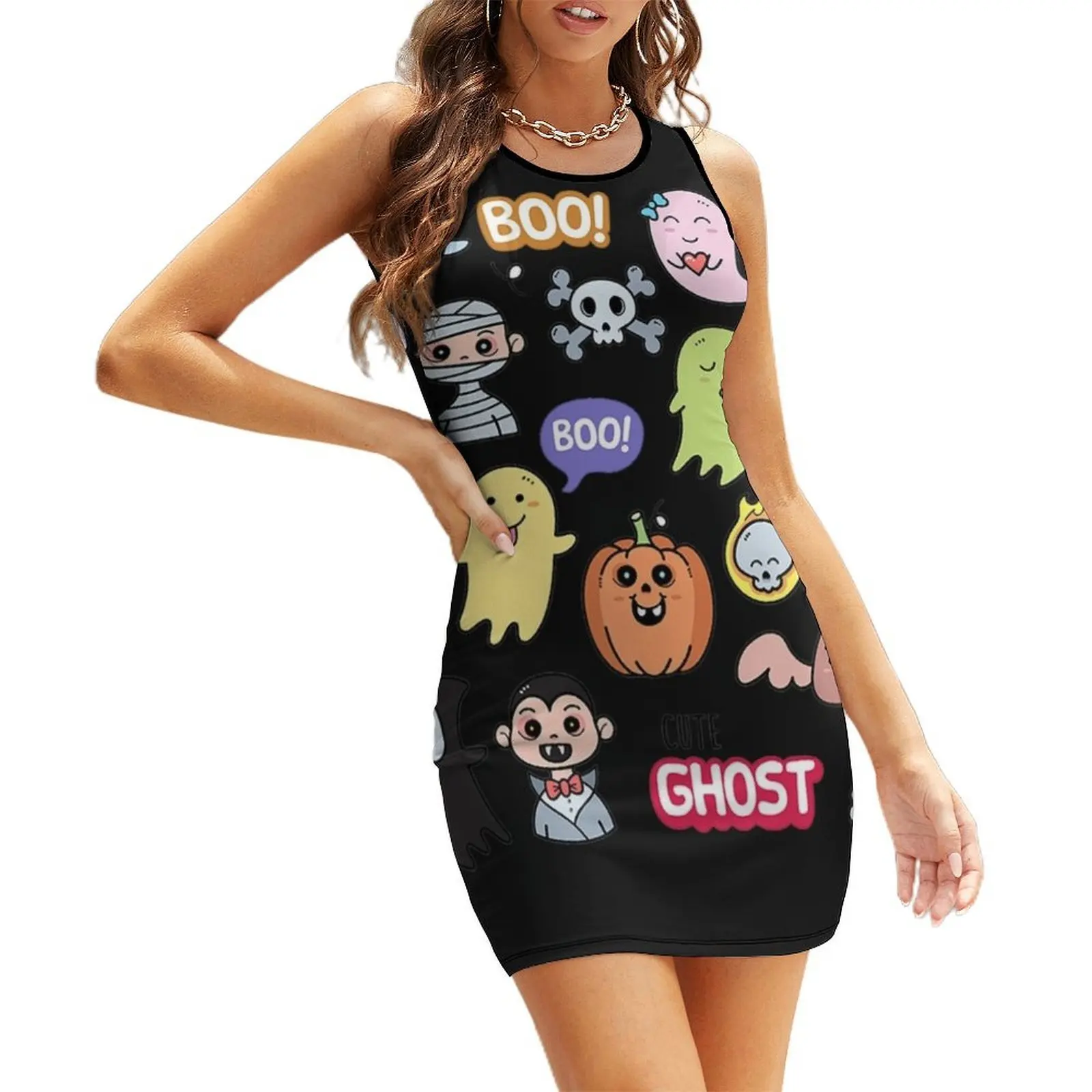 

Boo Ghost Cute Sleeveless Sundress luxury evening dresses for women 2025 summer dress woman 2025 Casual dresses