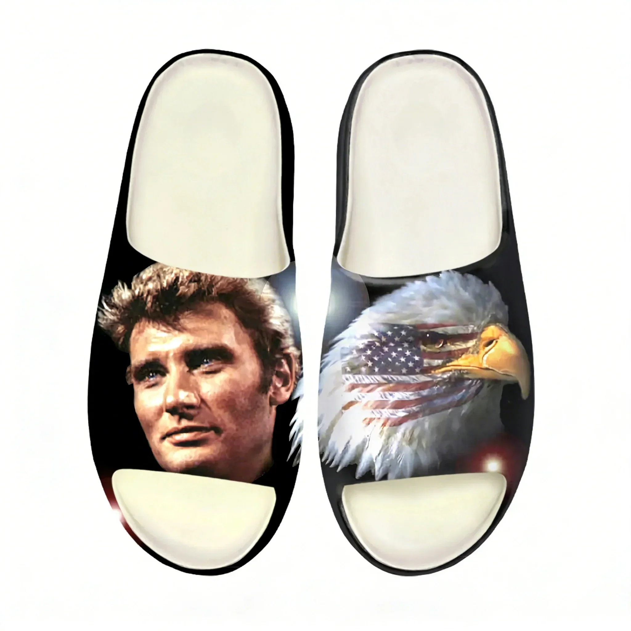 Johnny Hallyday Soft Sole Sllipers Mens Womens Teenager Home Sandals Step on Customize Bathroom Beach Slides Shoes view 3