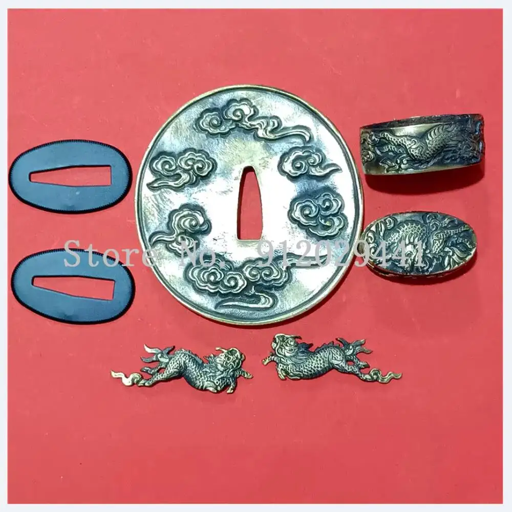 A Set Copper Brass Guard Accessory For Japanese Samurai Sword Katana Kirsite Tsuba Menuki Fuchi Kashira Seppa