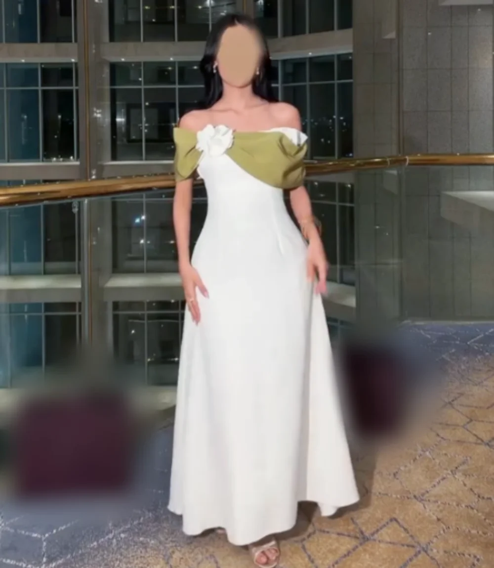 

Изысканное вечернее платье на заказ с аппликацией в виде цветов, открытыми плечами, плиссировкой, А-силуэтом, длинное, для торжественных мероприятий, высокое качество