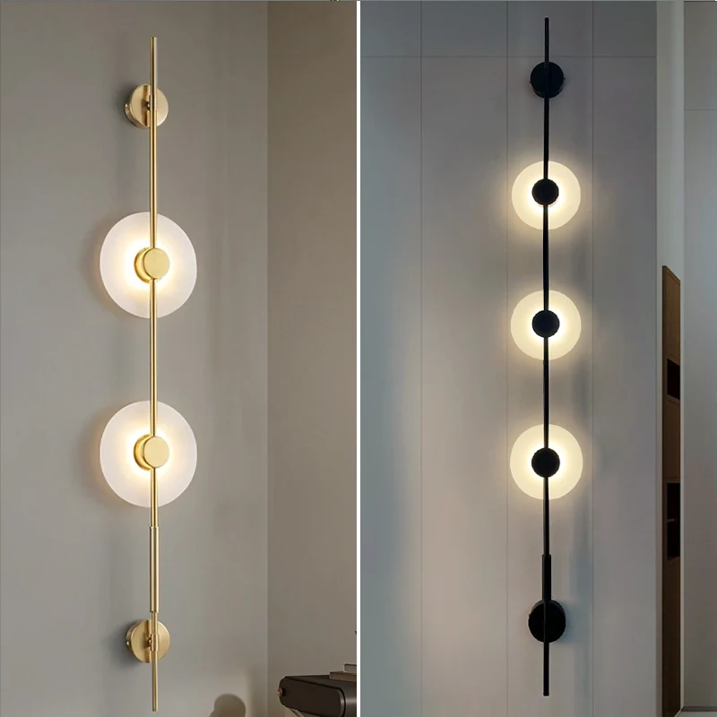 

Nordic Long Pole Marble Wall Lamp Simple and Creative High-quality Lighting for Living Room Hotel Villa Corridor Wall Decoration