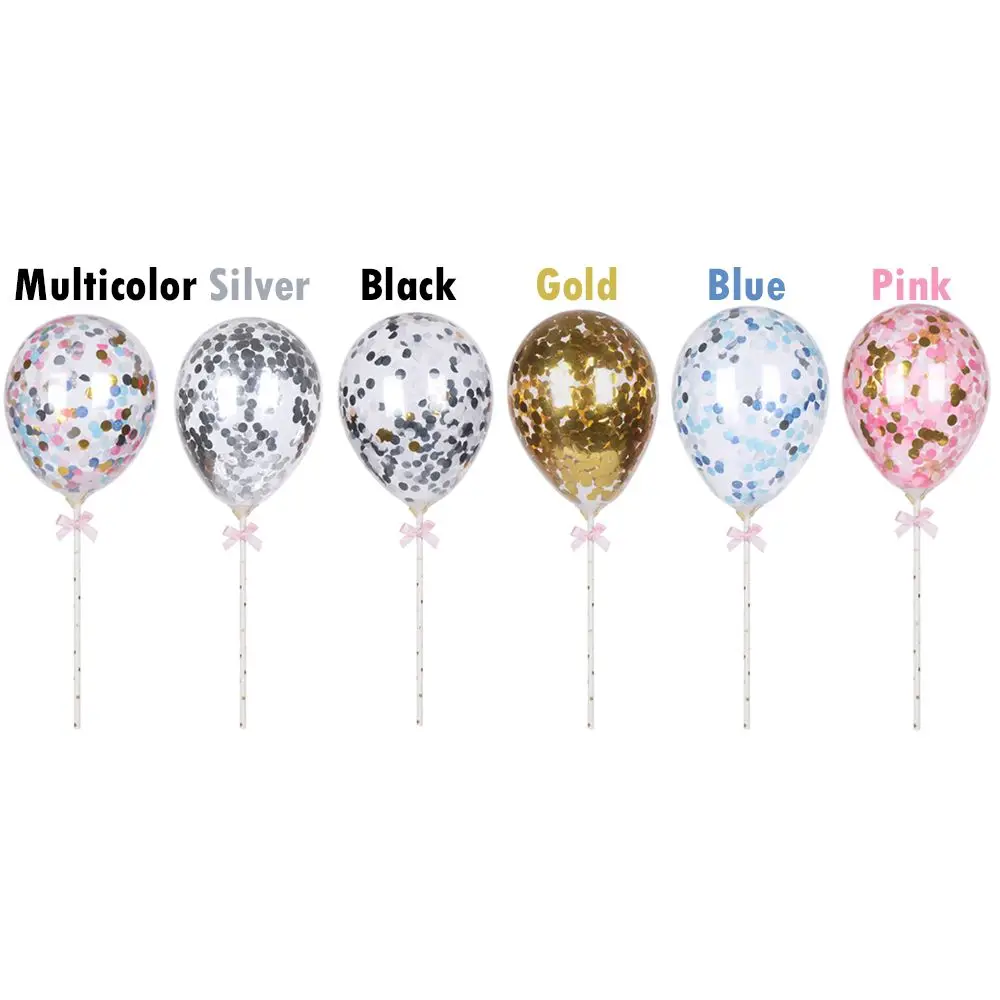 5 inches Party Supplies  Shower Birthday Transparent Balloon Cake Decoration Confetti Balloon Cake Topper - Image 5