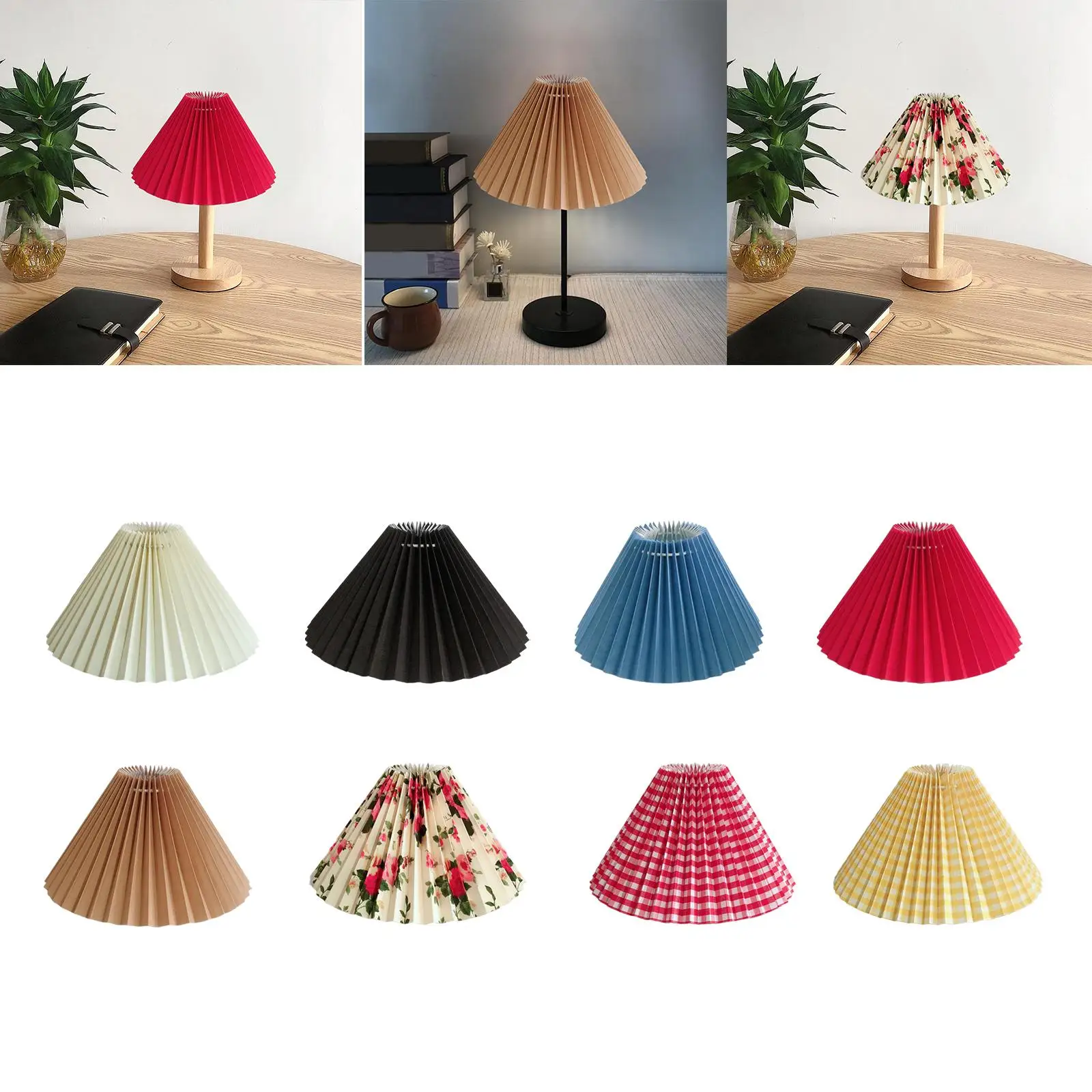 Cute Pleated Lampshade E27 Barrel Fabric Lamp Shade for Hotel Floor Light Candle