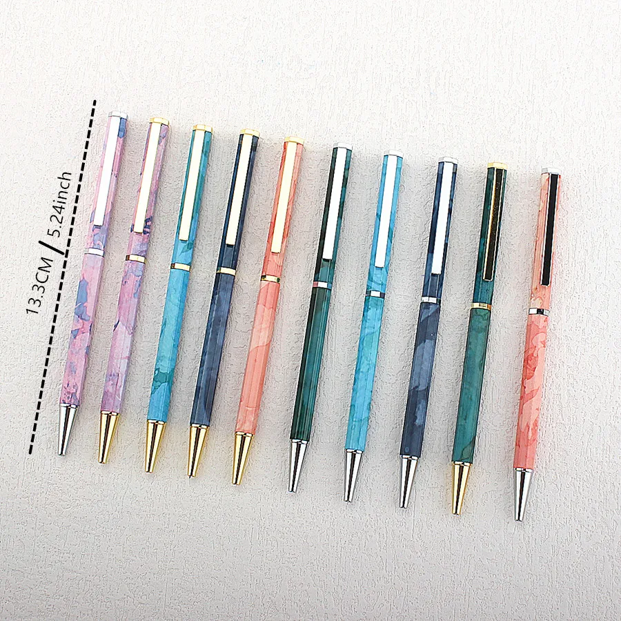 Premium Octagonal shape Metal Ballpoint Pen blue Ink Office Business Writing Ballpoint Pen School Student Stationery Gifts