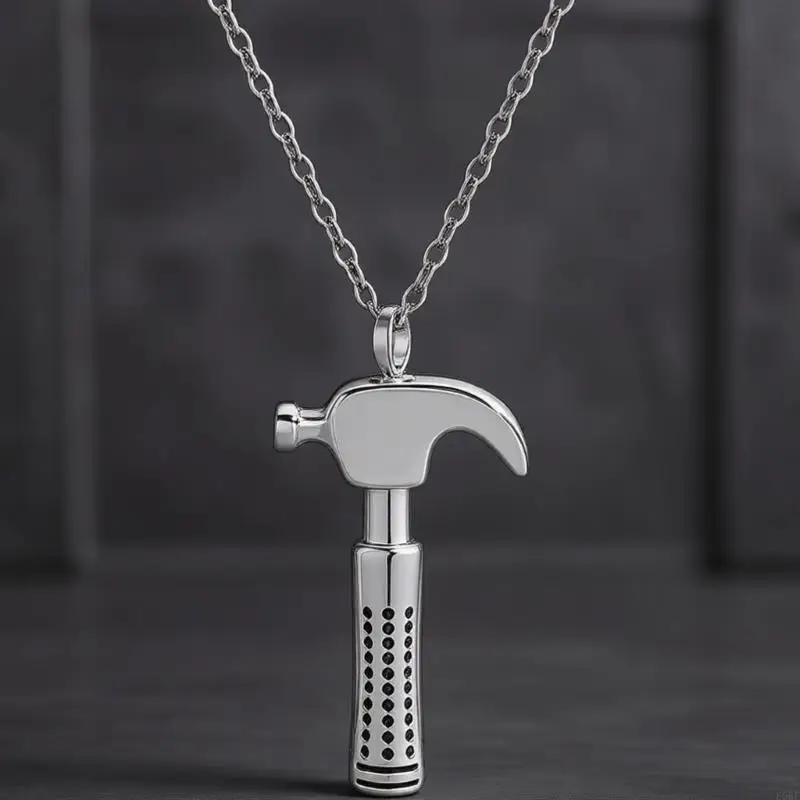 Stylish Unisex Hammer or Wrench Pendant Necklace For Casual Or Formal Wear E0BF