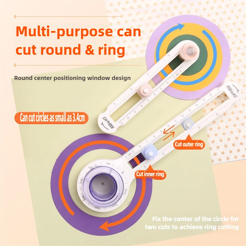 KW-TRIO Round Cutting Knife DIY Compass Circle Cutter 360 Adjustable Scrapbooking Cutters Circular Paper Scrapbooking Hole Punch