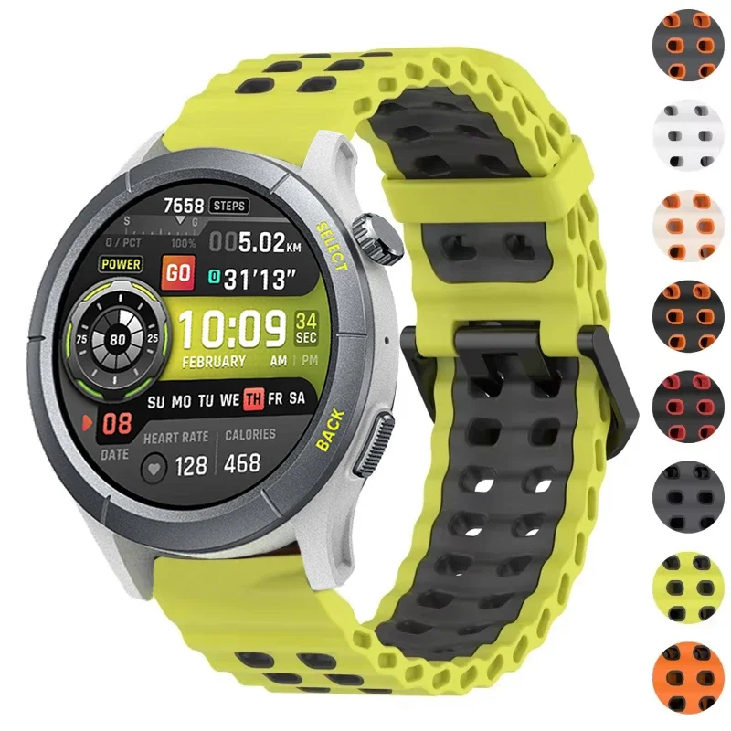 22mm Silicone Strap For Amazfit Cheetah Round-Pro/GTR 4 3 2 2e Sport Ocean Bracelet Band For Amazfit Balance 2/Bip 6 5 5 Unity