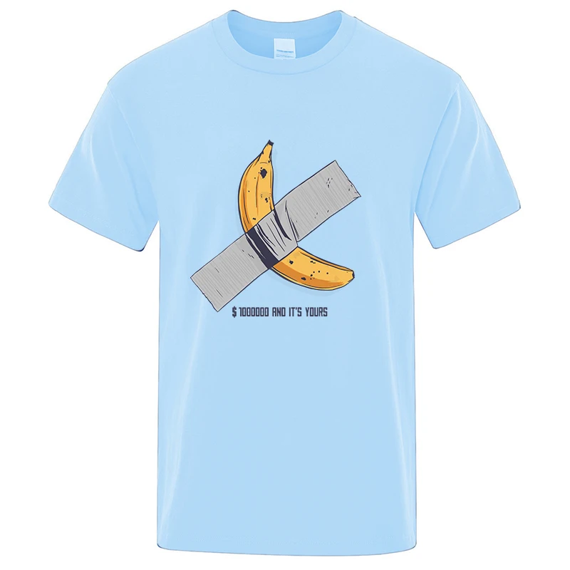 banana $100000 And It\'s Yours Print Men New T-shirts Casual Breathable Tops Oversized Cotton Tshirt Male Short Sleeve Tees S-XXL