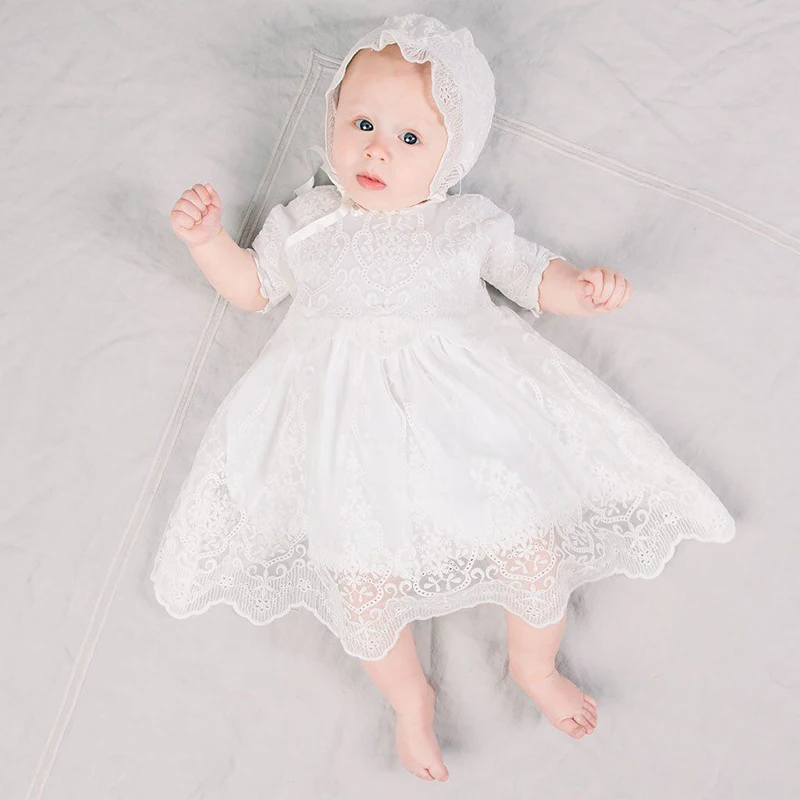 New Baby Girls Dress Elegant Princess Dress Infant Dresses Baptism Costume Baby Birthday Wedding Party Dress Prom Evening Dress