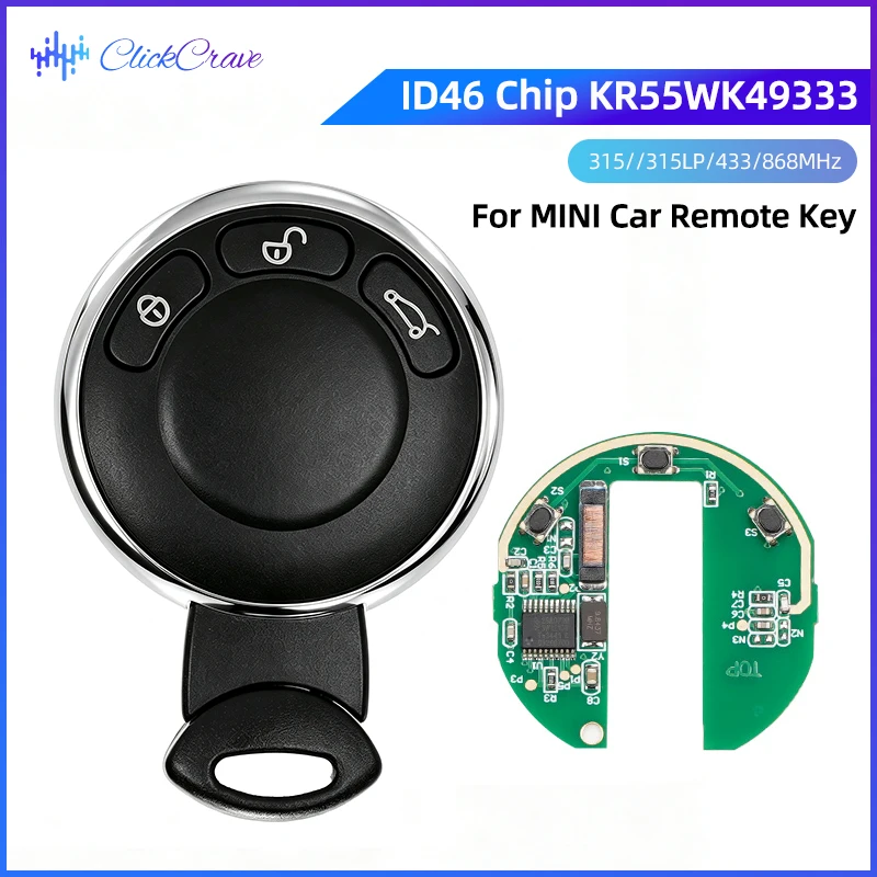 KR55WK49333 ID46 Chip Remote Car Key 315/433/868MHz For BMW MINI Cooper R58 R56 R57 Cabrio R60 R61 Clubman Countryman Keyless